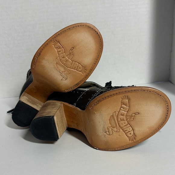 Freebird by Steven Black Lace-Up Heels snake print leather. - Picture 3 of 4